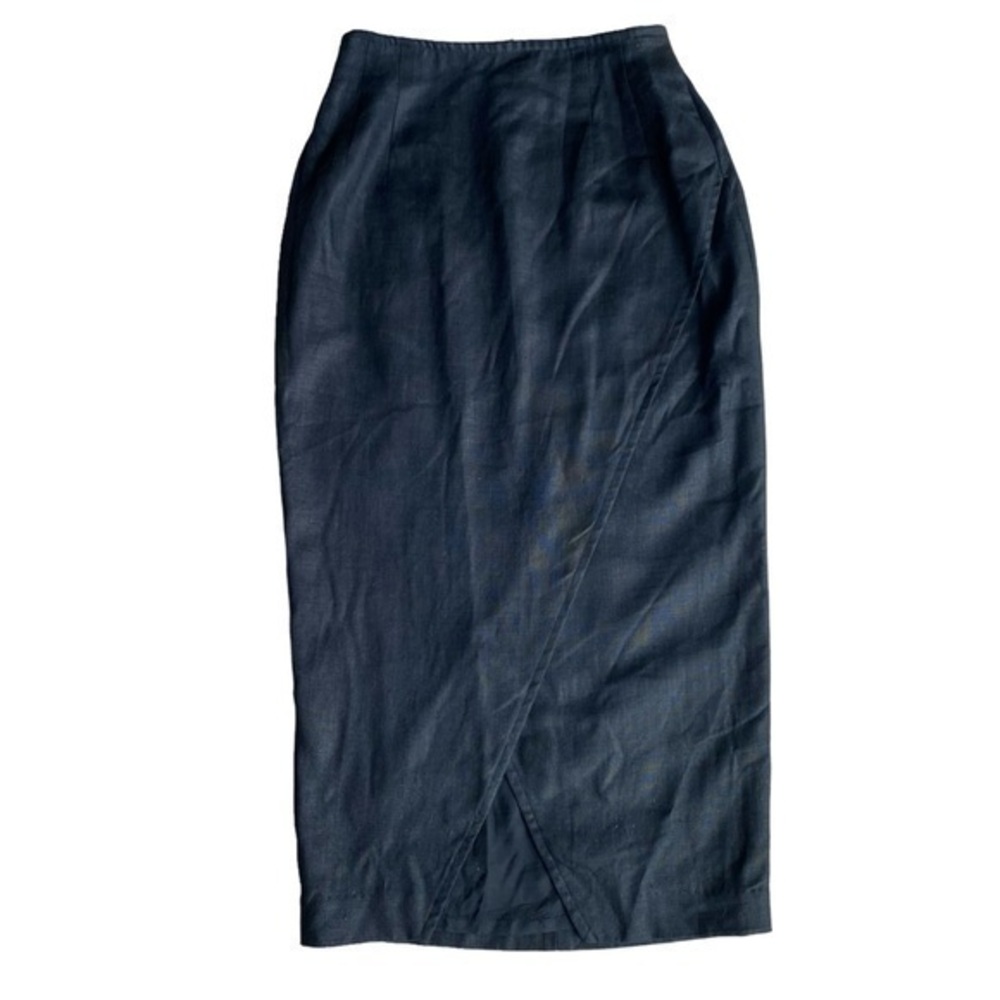 Finity Women’s Black Pencil Linen Skirt Midi Size 10